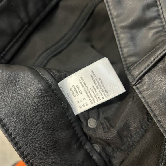 American Eagle Stretch Super Hi Rise Flare Faux Leather Pants Women's 12 Regular - Picture 7 of 8